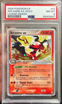 2006 Pokemon Ex Legend Maker Arcanine Ex 83/92 Holo #83 PSA 8 NM-MT - Image 1