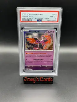 2025 Fezandipiti Master Ball Reverse Holo PSA NM MT 8 Pokemon EN Graded - Image 1