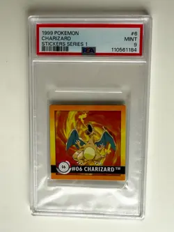 Pokemon Artbox 1999 Sticker 1 #6 Charizard PSA 9 MINT - Rare - Vintage - Image 1