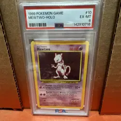 Pokemon TCG Mewtwo Base Set 10/102 Holo Rare PSA 6 English 1999 Wizards - Image 1