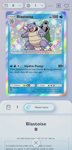[English] Shiny Blastoise | 1 Shiny | Pokemon TCG Pocket Trade - Image 1