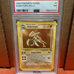 Pokemon Kabutops Fossil 9/62 Holo Rare Unlimited PSA 7 English 1999 - Image 1