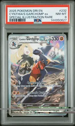 2025 POKEMON DRI EN-DESTINED RIVALS #232 CYNTHIA'S GARCHOMP EX PSA 8 - Image 1