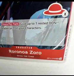 Roronoa Zoro OP11-016, UC, RED STRAW HAT LOGO 8, One Piece card, Akanegumo, ENG - Image 4