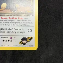 Pokemon TCG Rocket's Snorlax Gym Heroes 33/132 Rare Basic HP90 Attack 20 2000 - Image 4