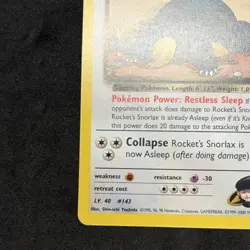 Pokemon TCG Rocket's Snorlax Gym Heroes 33/132 Rare Basic HP90 Attack 20 2000 - Image 5
