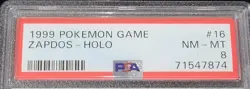 1999 Pokemon Base Set Unlimited ZAPDOS HOLO # 16/102 - PSA 8 NM-MT - Image 2