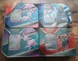Costco 4 V Tin Set Umbreon, Sylveon, Espeon, Empoleon Sealed - Image 1