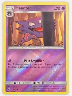 Haunter 37/111 Pokemon - Reverse Holo Sun & Moon Crimson Invasion MP - Image 1