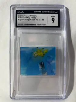 EXTREMELY RARE Pokemon Vintage Meiji 3D Lenticular Lapras Togepi Pikachu CGC 9 - Image 1