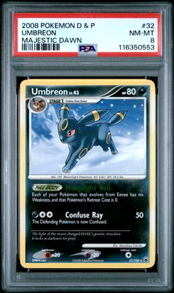 2008 POKEMON DIAMOND & PEARL MAJESTIC DAWN UMBREON #32 PSA 8 NM - Image 1