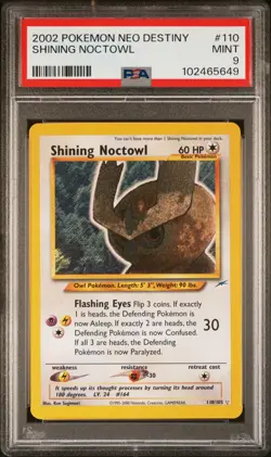 2002 POKEMON NEO DESTINY #110 SHINING NOCTOWL PSA 9 Unlimited - Image 1