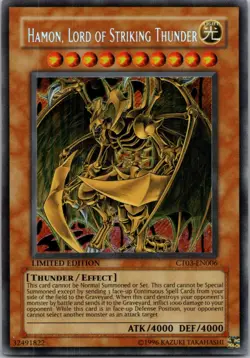 Yugioh Hamon, Lord of Striking Thunder CT03-EN006 Limited Edition Secret Rare NM - Image 1