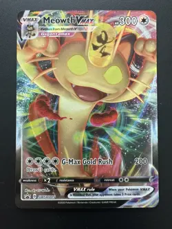 Pokemon TCG Meowth VMAX SWSH005 Black Star Promo Holo Card NM/M Pack Fresh - Image 1