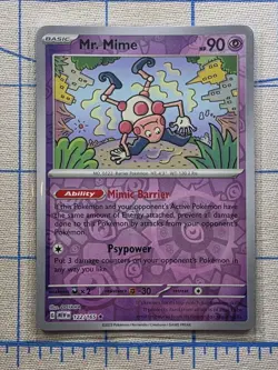 Mr. Mime Reverse Holo 122/165 Scarlet & Violet 151 Pokemon Card - Image 1