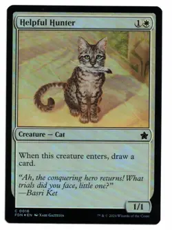 Magic the Gathering MTG Card: Helpful Hunter FOIL #0016 Foundations! EX - Image 1