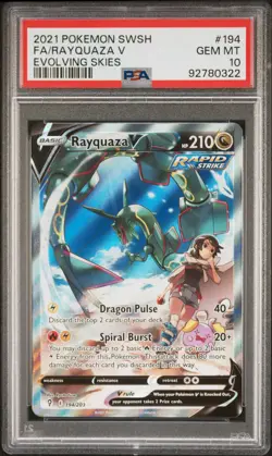 2021 Pokemon Sword & Shield Evolving Skies #194 Rayquaza V PSA 10 - Image 1