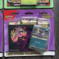Pokemon Ascended Heroes (4) 2-Pack Blisters & (2) Tech Sticker Collection Lot - Image 2