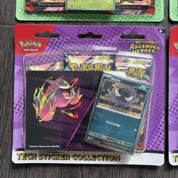 Pokemon Ascended Heroes (4) 2-Pack Blisters & (2) Tech Sticker Collection Lot - Image 3