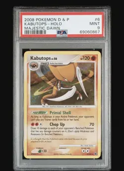 Pokemon Cards: Majestic Dawn Rare Holo: Kabutops 6/100 PSA 9 - Image 1