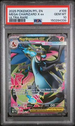 2025 POKEMON PFL EN-PHANTASMAL FLAMES ULTRA RARE #109 MEGA CHARIZARD X EX PSA 10 - Image 1