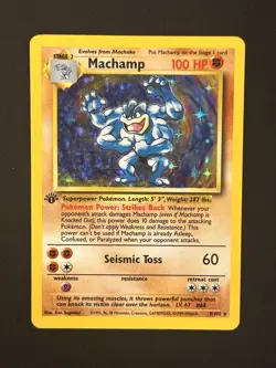Pokemon TCG - Machamp 8/102 Holo Rare Base Set 1st Edition - Wotc Vintage LP/MP - Image 1