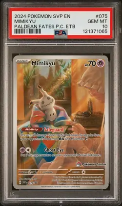 2024 POKEMON PALDEAN FATES POKEMON CENTER ETB PROMO SVP #075 MIMIKYU PSA 10 - Image 1