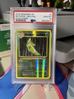 2016 Pokemon XY Evolutions Metapod Reverse Foil 4/108 PSA 10 Gem Mint - Image 1