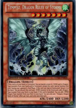 Yugioh Tempest, Dragon Ruler of Storms CT10-EN004 Limited Edition Secret Rare NM - Image 1