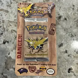 Pokemon Fossil Booster Blister Pack Zapdos Artwork 1999 WOTC Factory Sealed - Image 1