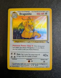 Pokemon TCG Dragonite 4/62 Fossil Holo Rare 100 HP WOTC 1999 SUPER CLEAN! - Image 1