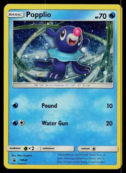 Pokemon Card Sun & Moon Promo Popplio SM24 Holo - Image 1