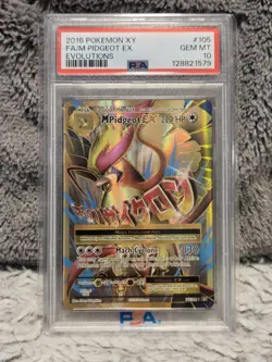 2016 Pokemon XY Evolutions M Pidgeot EX FA 105/108 PSA 10 Gem Mint - Image 1