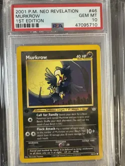 Pokemon Murkrow Neo Revelation 1st Edition 46/64 PSA 10 Gem Mint - Image 1