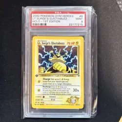 2000 POKEMON GYM HEROES HOLO-1ST ED #6 LT. SURGE'S ELECTABUZZ PSA 9 - Image 2