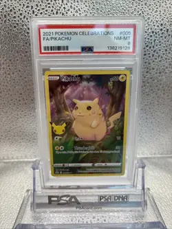 PSA 8 Pokemon English TCG Pikachu 005/025 Celebrations Full Art - Image 1