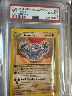 Pokemon Graveler Neo Revelation 1st Edition 30/64 PSA 10 Gem Mint - Image 1