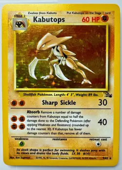 Pokemon TCG Kabutops 9/62 Fossil Holo Unlimited Rare WOTC 1999 Vintage - Image 1