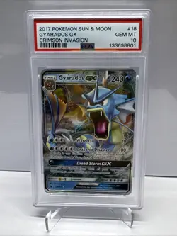 2017 Pokemon Sun & Moon Crimson Invasion 18/111 Gyarados GX PSA 10 - Image 1