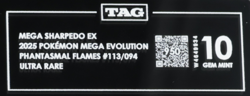 2025 Pokemon Phantasmal Flames 113/094 Mega Sharpedo EX Ultra Rare TAG 10 (950) - Image 3