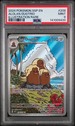 Alolan Dugtrio 208 PSA 9 Pokemon Ssp En-Surging Sparks - Image 1