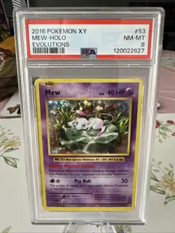 2016 POKEMON XY EVOLUTIONS #53 MEW HOLO PSA 8 - Image 1
