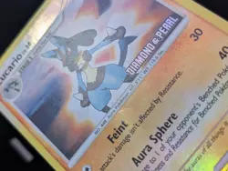 Lucario 6/130 Pokemon Card 2007 Diamond & Pearl Stamped Reverse Holo MP crease - Image 4