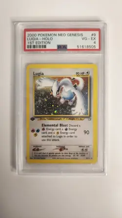 First Edition NEO GENESIS LUGIA Holo Rare 1st Edition #9 PSA 4 Pokemon WOTC 2000 - Image 1