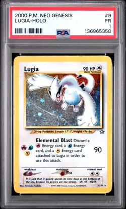 PSA 1 PR 2000 Neo Genesis Lugia 9/111 Holo Foil Rare Pokemon WOTC - Image 1