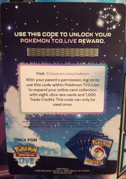 Mega Evolutions Pokemon TCG LIVE Code Card w/ 1000 Credits & 8 Online Cards - Image 2