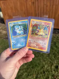 Base Set Lot Charizard 4/102 & Blastoise 2/102 Holo Pokemon Card Collection - Image 1