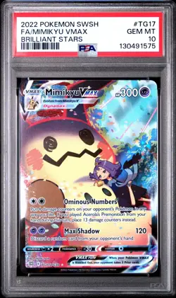 2022 POKEMON SWORD & SHIELD BRILLIANT STARS #TG17 FULL ART MIMIKYU VMAX PSA 10 - Image 1