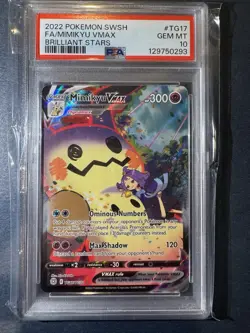 PSA 10 MIMIKYU VMAX TG17 BRILLIANT STARS SWORD & SHIELD POKEMON GEM MINT - Image 1