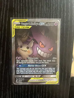 Pokemon TCG Gengar & Mimikyu GX Holo Ultra Rare Card Sun & Moon Team Up 165/181 - Image 1